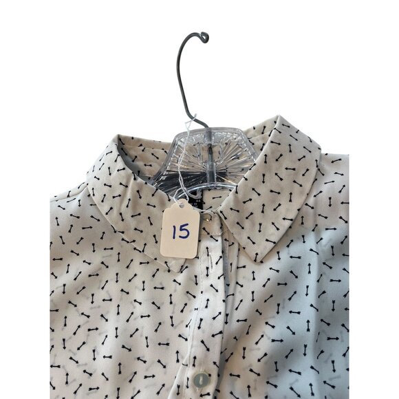 Atmosphere Womens Long Sleeve Button-Up Blouse White/Black Arrows Print Size 8 - Picture 7 of 7